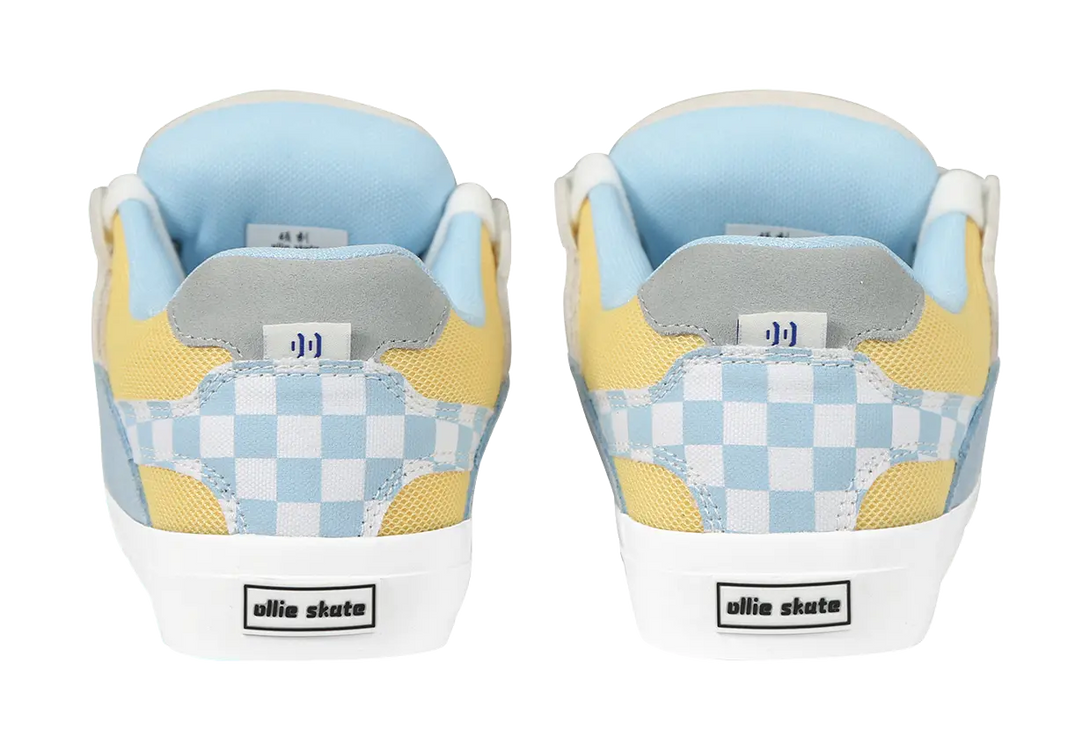 Ollieskate Slip Resistant Abrasion Resistant Low top Skateboard Shoes Unisex Blue White Yellow 