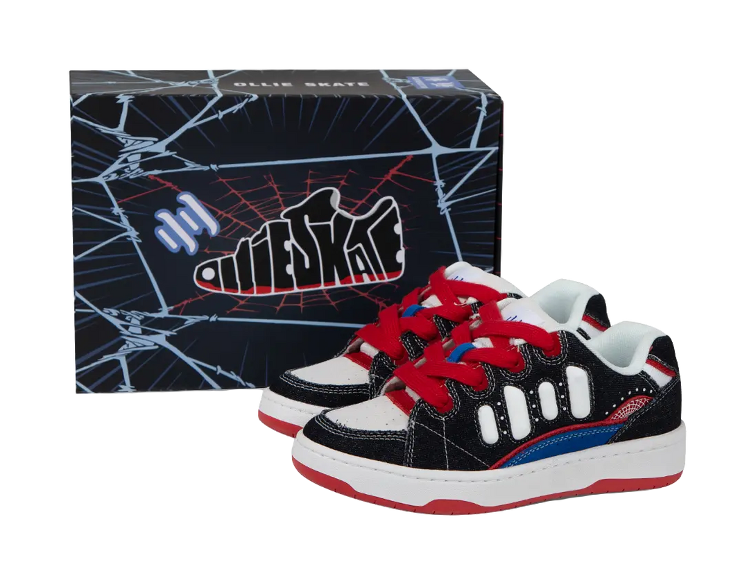 Ollieskate Slip Resistant Low top Skateboard Shoes Unisex Black White Red 