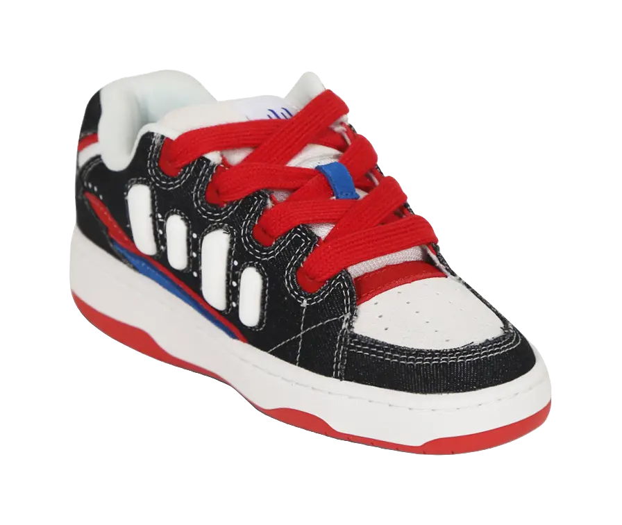 Ollieskate Slip Resistant Low top Skateboard Shoes Unisex Black White Red 