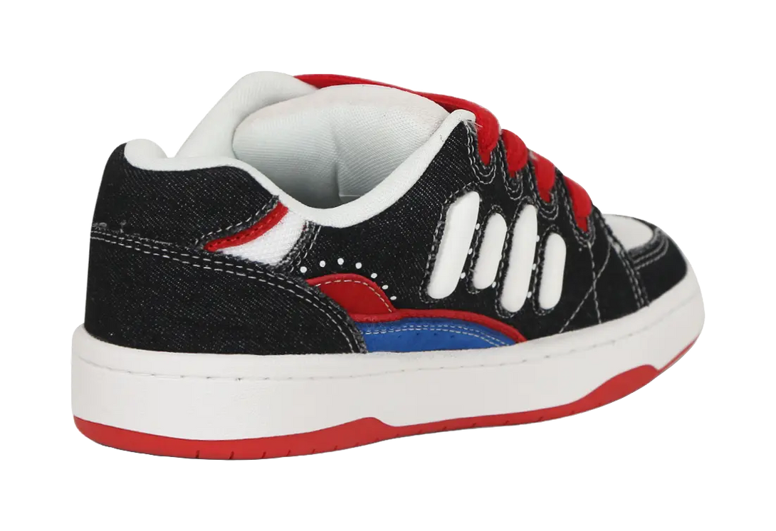 Ollieskate Slip Resistant Low top Skateboard Shoes Unisex Black White Red 