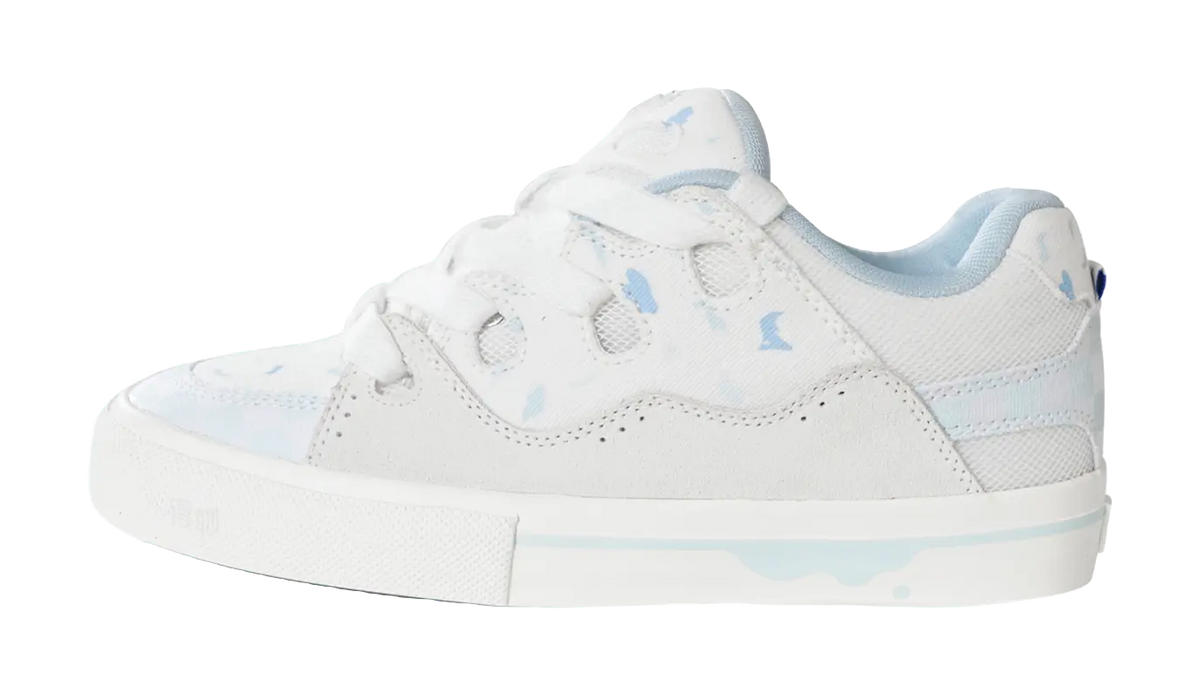 Ollieskate Slip Resistant, Abrasion Resistant, And Balanced Low Top Skateboard Shoes Unisex White Blue  vjsneaker.com