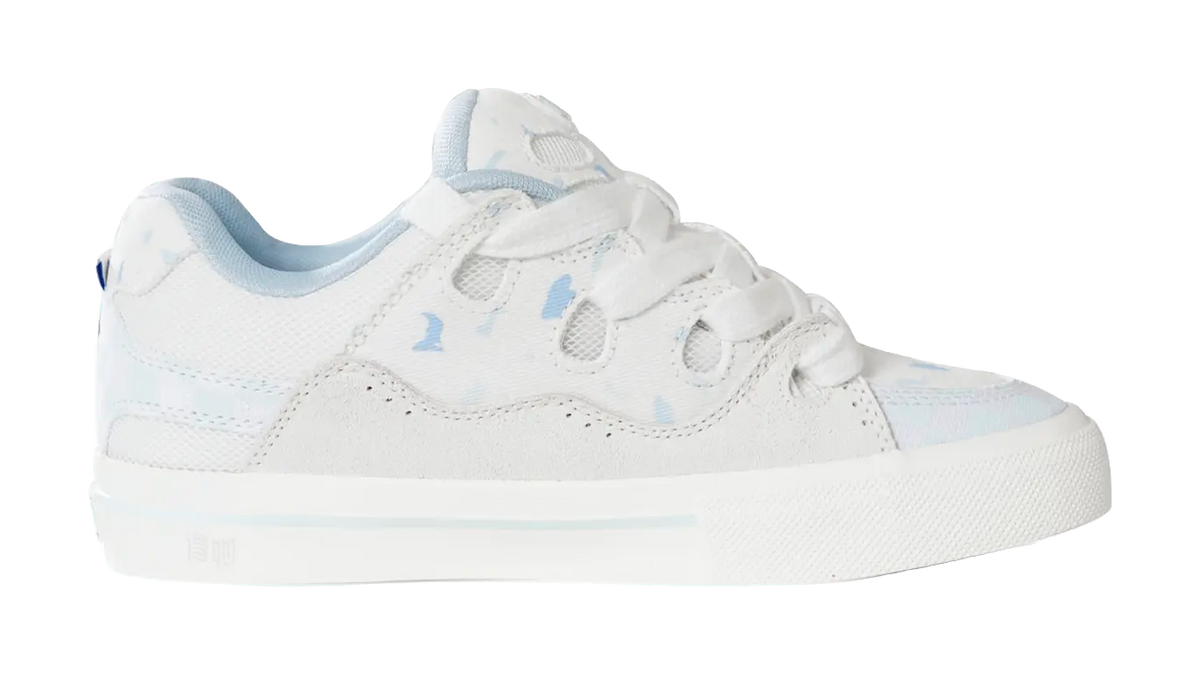 Ollieskate Slip Resistant, Abrasion Resistant, And Balanced Low Top Skateboard Shoes Unisex White Blue  vjsneaker.com