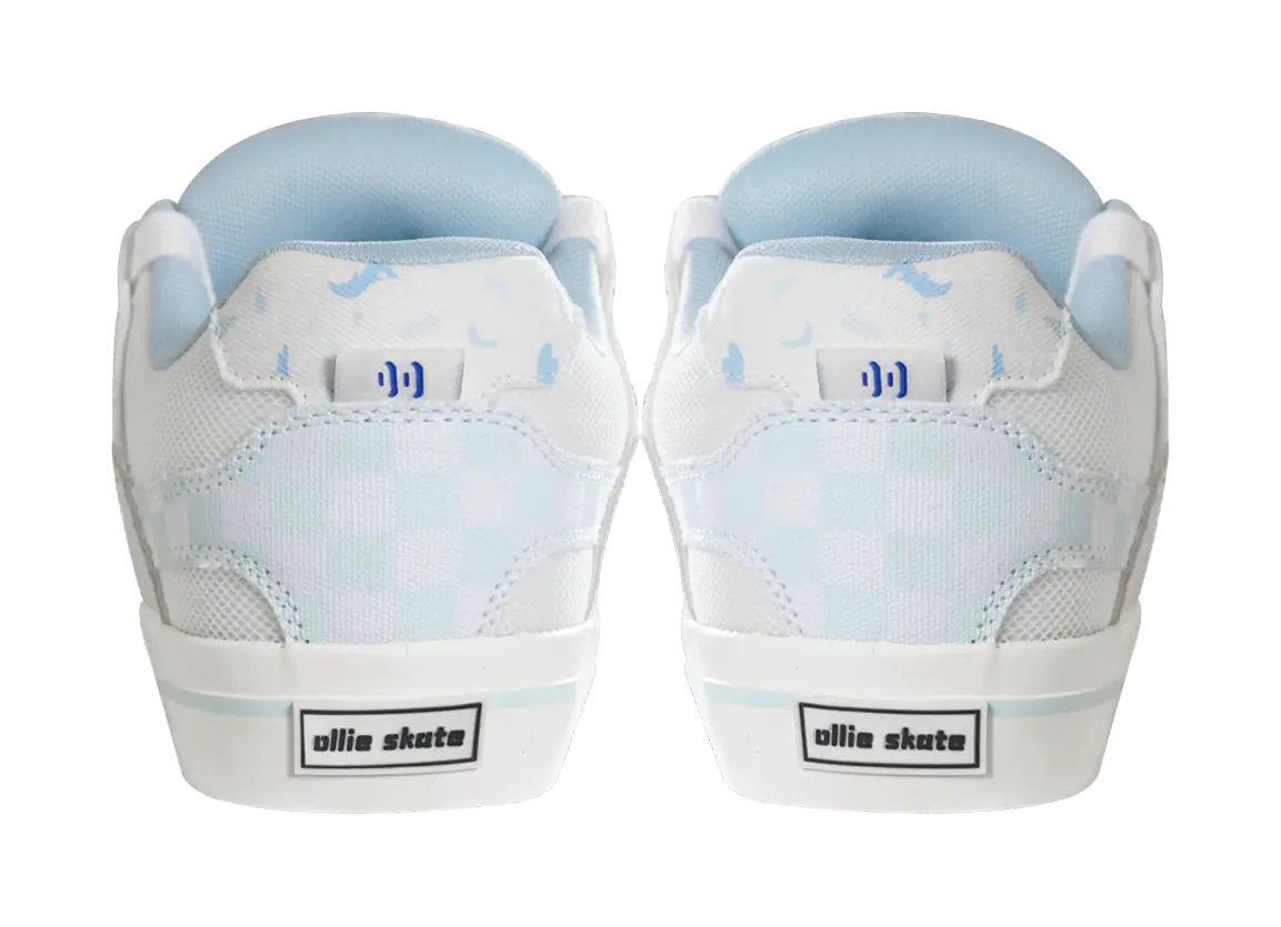 Ollieskate Slip Resistant, Abrasion Resistant, And Balanced Low Top Skateboard Shoes Unisex White Blue  vjsneaker.com