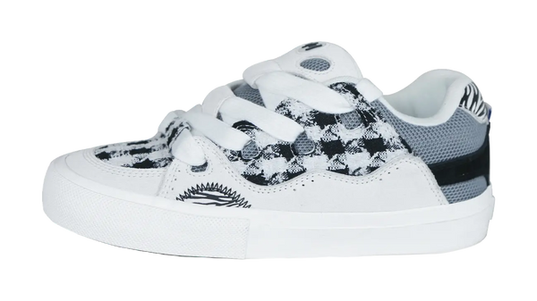 Ollieskate Zoo Party Zoo Collection, Box, Zebra Print Checkerboard Low top Skateboard Shoes Unisex Black White 