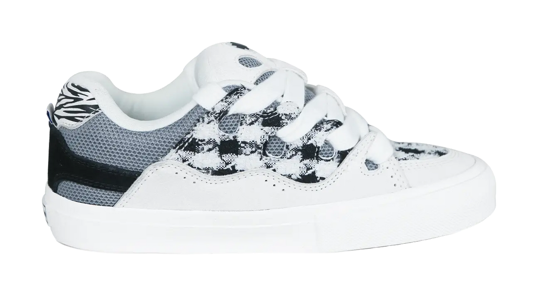 Ollieskate Zoo Party Zoo Collection, Box, Zebra Print Checkerboard Low top Skateboard Shoes Unisex Black White 