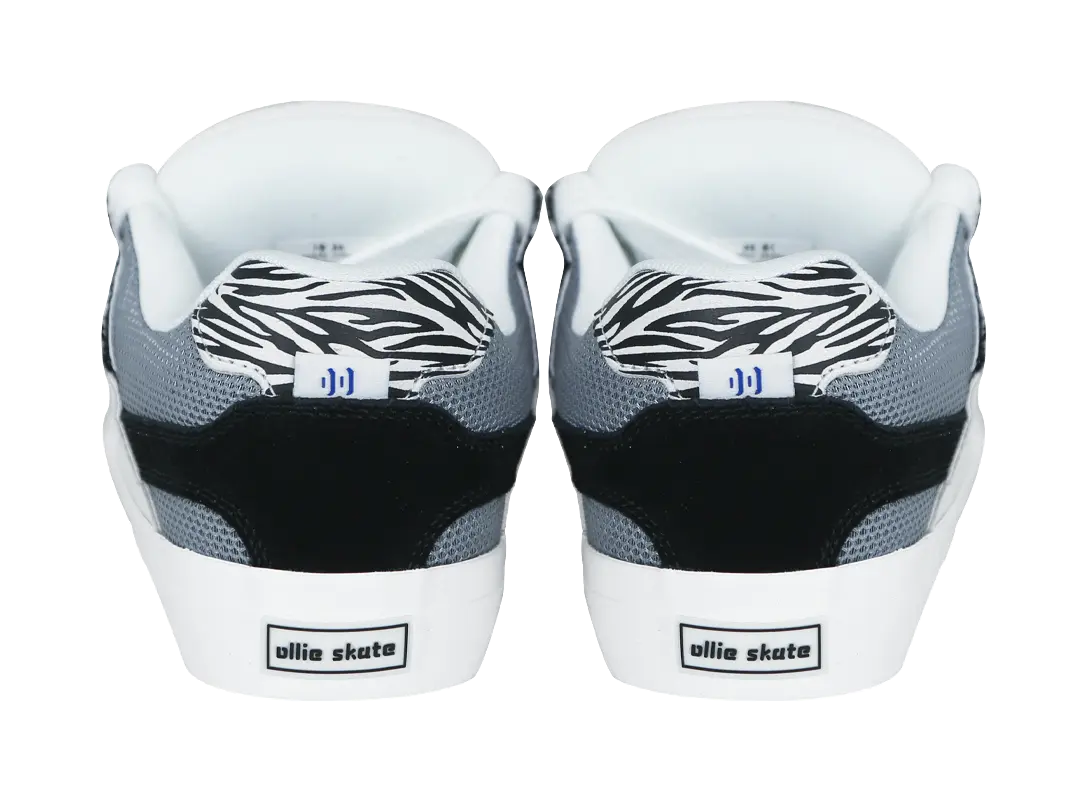 Ollieskate Zoo Party Zoo Collection, Box, Zebra Print Checkerboard Low top Skateboard Shoes Unisex Black White 