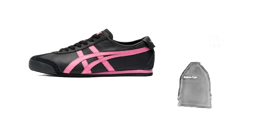 Onitsuka Tiger MEXICO 66 Breathable Low Top Casual Shoes Womens Black Pink  vjsneaker.com