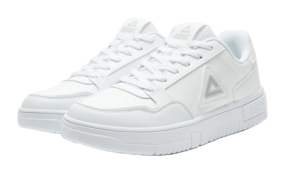 PEAK Air Force One Skateboard Shoes Men's Low top All White Light Gray 