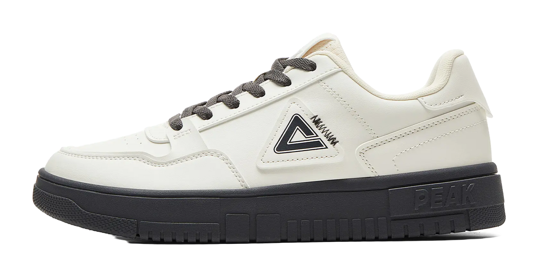 PEAK Air Force One Skateboard Shoes Men's Low top Canvas White/Dark Gray 