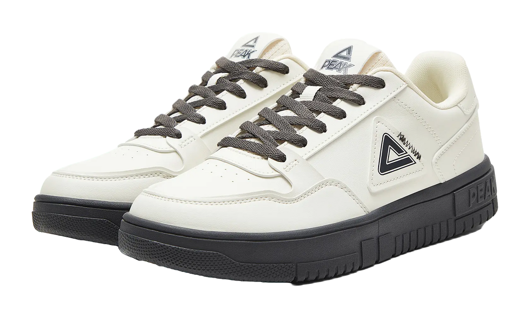 PEAK Air Force One Skateboard Shoes Men's Low top Canvas White/Dark Gray 