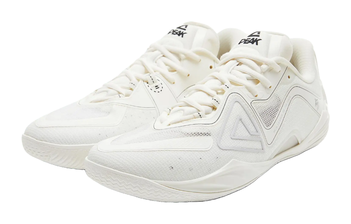 PEAK Anti-Slip And Wear-Resistant Coverage Rebound Low-Top Professional Performance Basketball Shoes Mens Ivory 