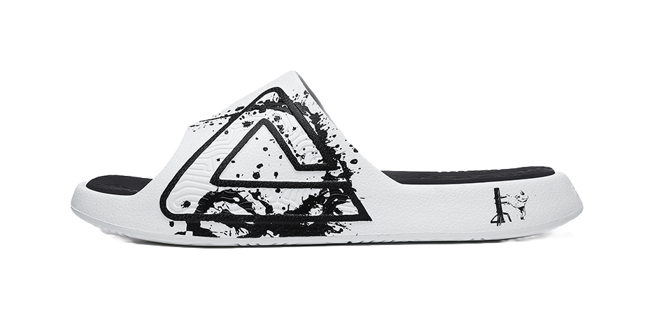 PEAK Attitude 7.0 Slip Resistant Abrasion Resistant Cushioning Slide Slippers Unisex White Black 