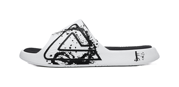 PEAK Attitude 7.0 Slip Resistant Abrasion Resistant Cushioning Slide Slippers Unisex White Black 