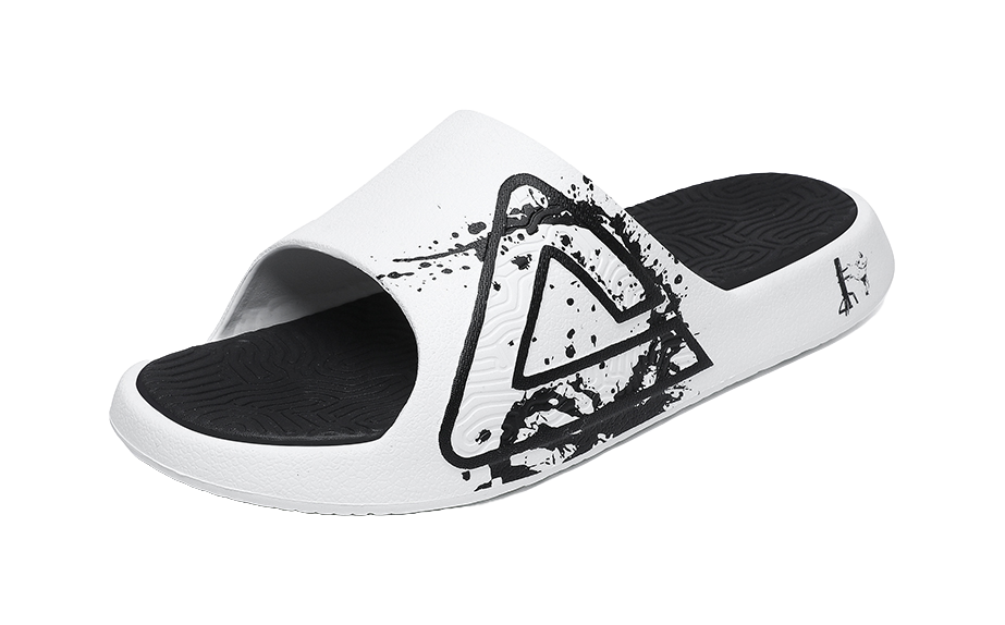 PEAK Attitude 7.0 Slip Resistant Abrasion Resistant Cushioning Slide Slippers Unisex White Black 