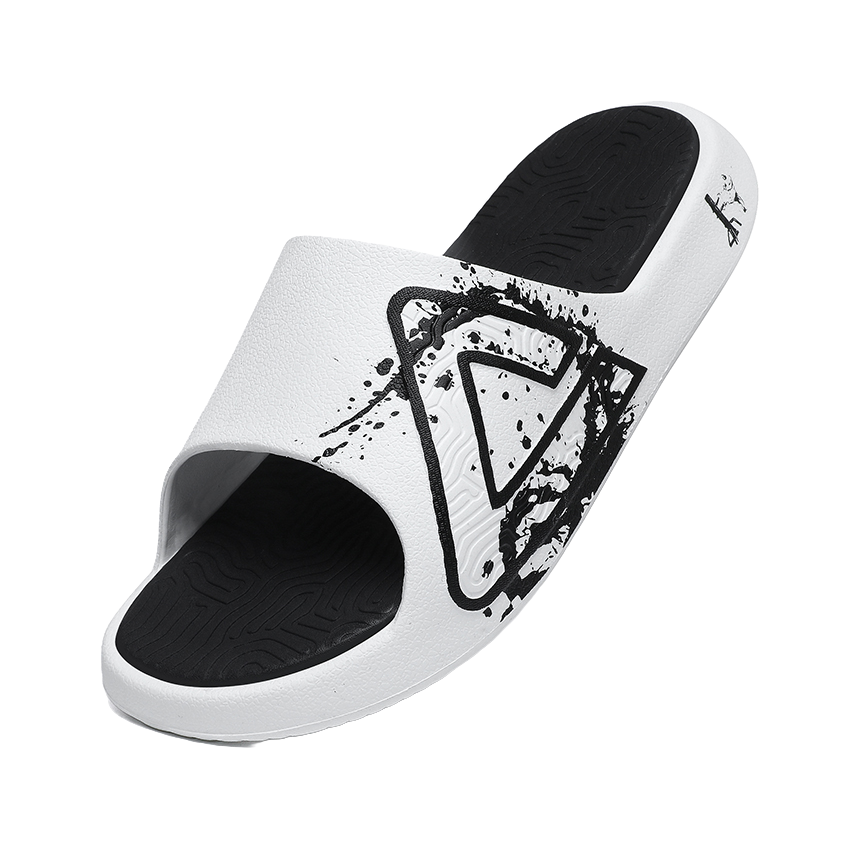 PEAK Attitude 7.0 Slip Resistant Abrasion Resistant Cushioning Slide Slippers Unisex White Black 