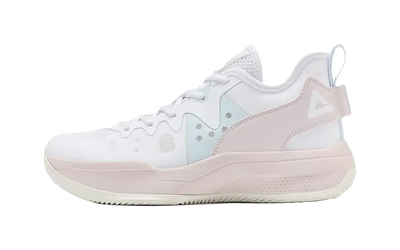 PEAK Cushioning, Slip Resistant, Abrasion Resistant, Lightweight, Rebound Low top Basketball Shoes Womens White Pink 