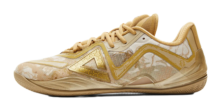 PEAK Cushioning, Slip Resistant, Coverage, And Rebound Low top Basketball Shoes Mens Yellow Brown Gold  vjsneaker.com