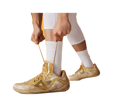 PEAK Cushioning, Slip Resistant, Coverage, And Rebound Low top Basketball Shoes Mens Yellow Brown Gold  vjsneaker.com
