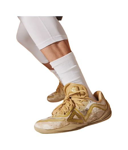 PEAK Cushioning, Slip Resistant, Coverage, And Rebound Low top Basketball Shoes Mens Yellow Brown Gold  vjsneaker.com