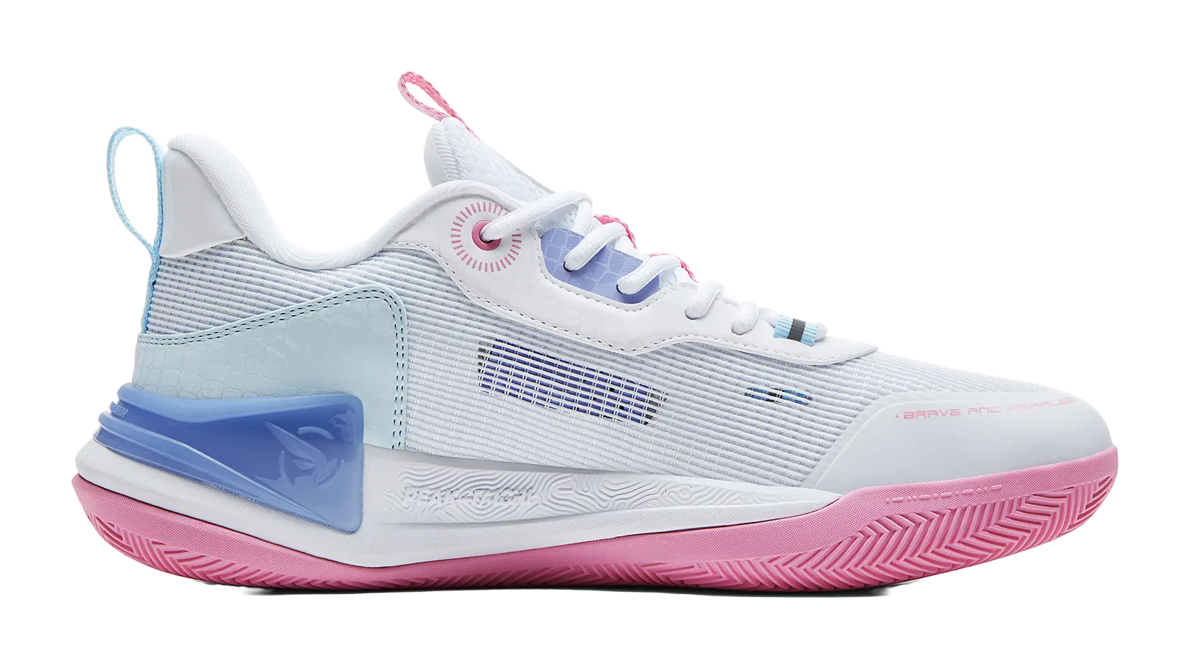 PEAK Hero 2 Basketball Shoes Mens Low top All White Fine Blue 