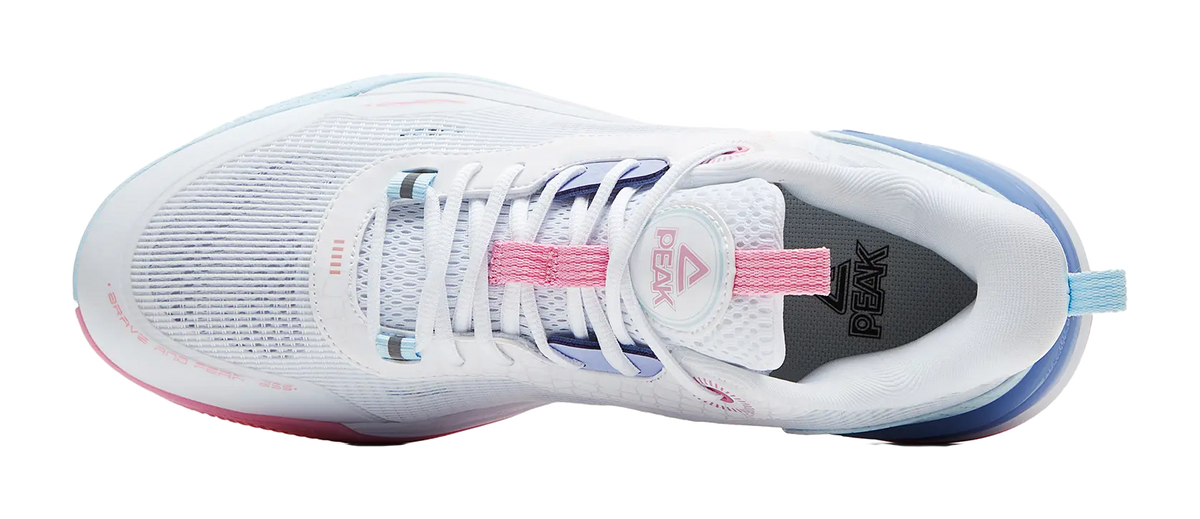 PEAK Hero 2 Basketball Shoes Mens Low top All White Fine Blue 