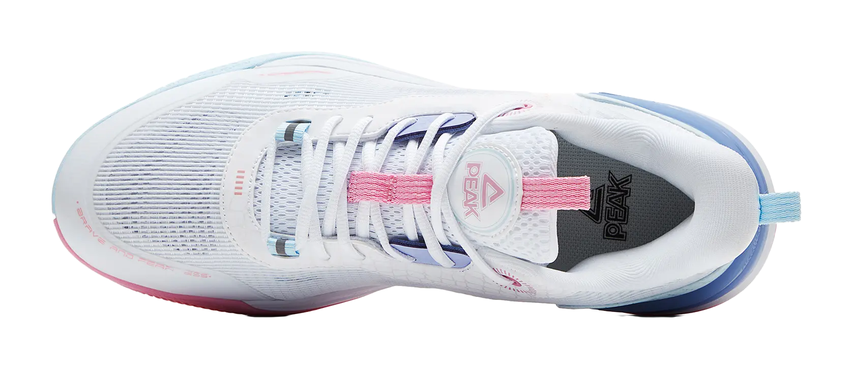 PEAK Hero 2 Basketball Shoes Mens Low top All White Fine Blue 