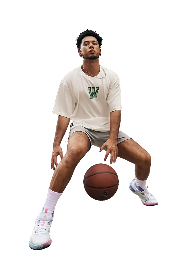 PEAK Hero 2 Basketball Shoes Mens Low top All White Fine Blue 