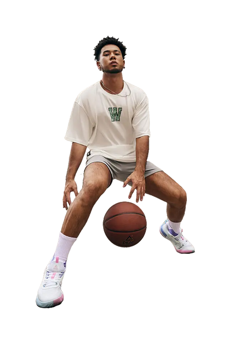 PEAK Hero 2 Basketball Shoes Mens Low top All White Fine Blue 