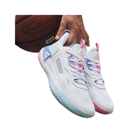 PEAK Hero 2 Basketball Shoes Mens Low top All White Fine Blue 