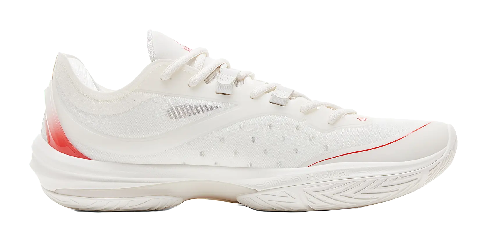 PEAK Lightness 3.0 Cushioning Slip Resistant Low Top Basketball Shoes Mens Ivory Red 