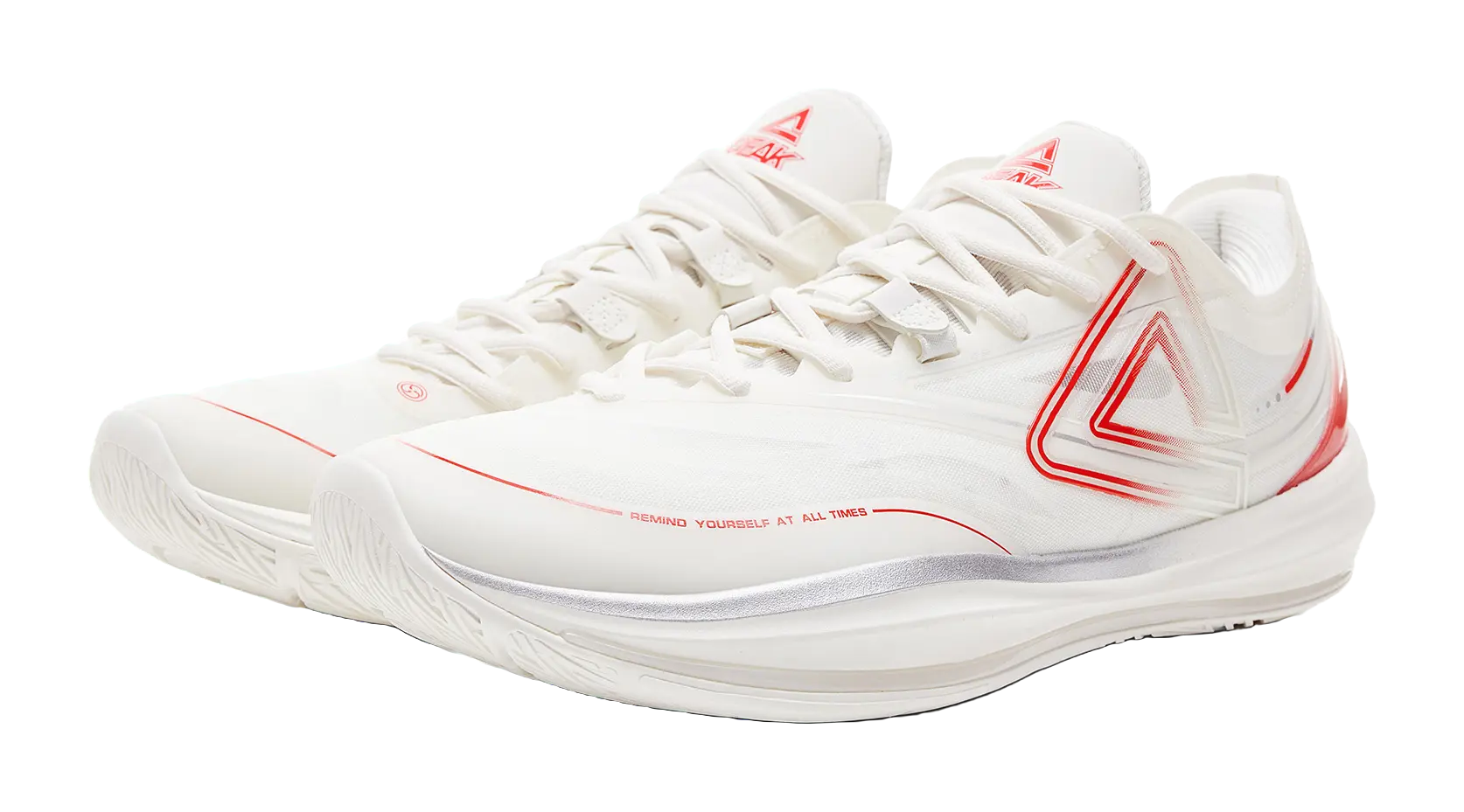 PEAK Lightness 3.0 Cushioning Slip Resistant Low Top Basketball Shoes Mens Ivory Red 