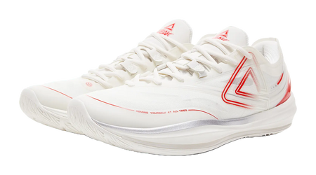 PEAK Lightness 3.0 Cushioning Slip Resistant Low Top Basketball Shoes Mens Ivory Red 