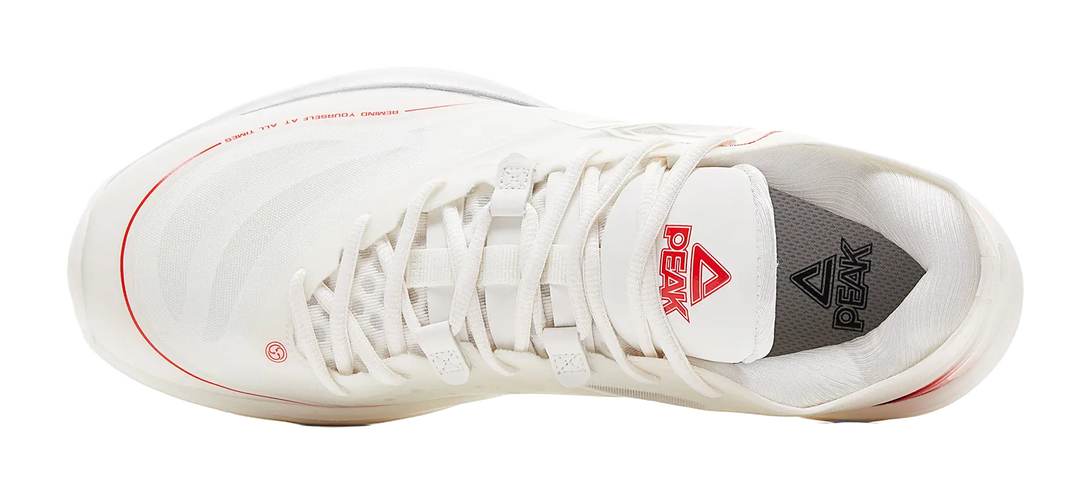 PEAK Lightness 3.0 Cushioning Slip Resistant Low Top Basketball Shoes Mens Ivory Red 