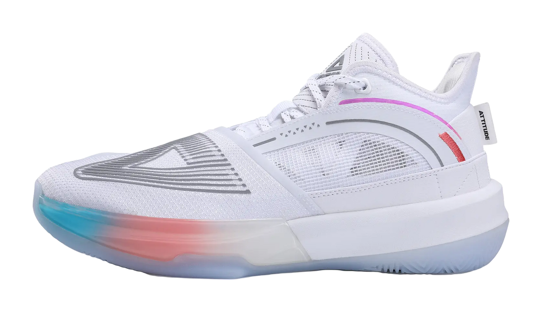 PEAK State Extremely Large Triangle 1.0 Slip Resistant Abrasion Resistant Mid top Taichi Basketball Shoes Mens White 