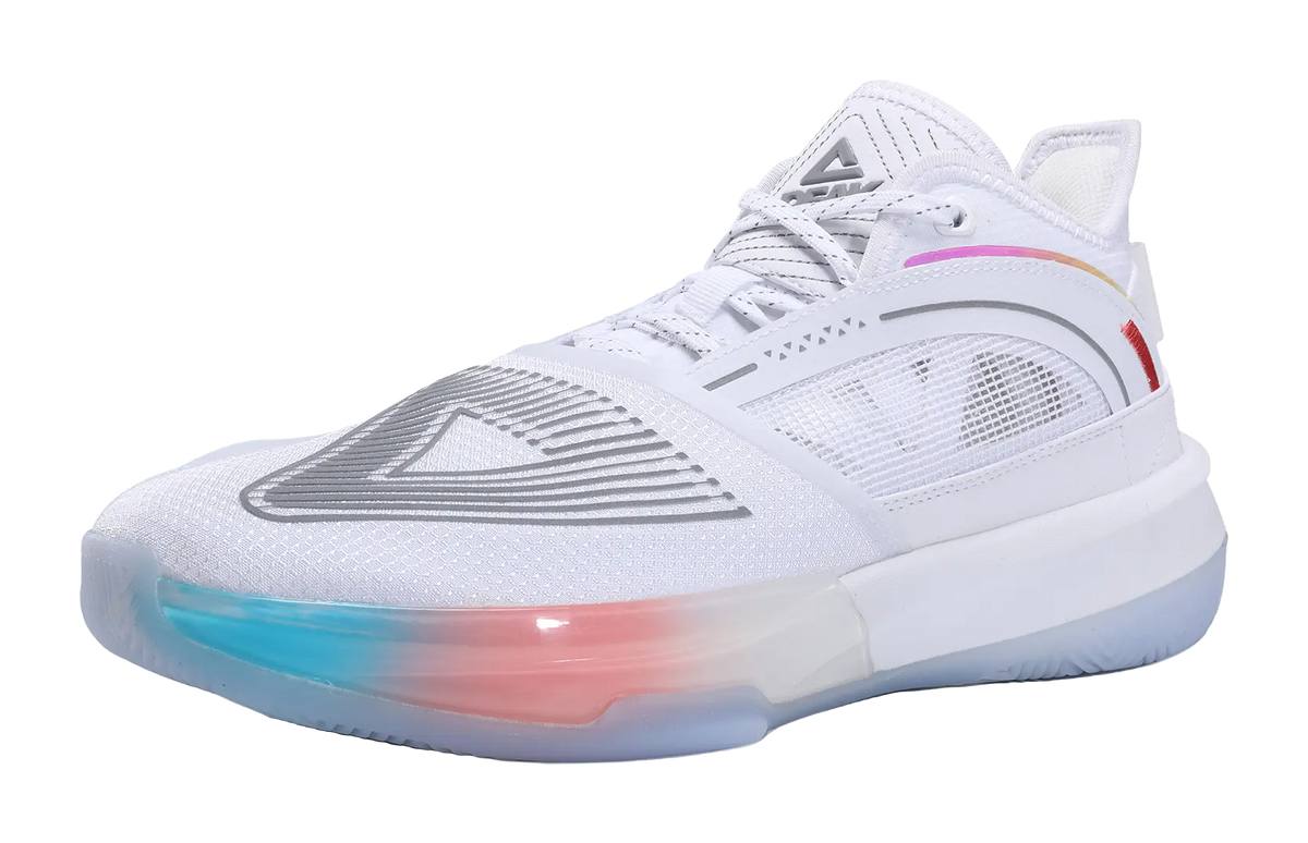 PEAK State Extremely Large Triangle 1.0 Slip Resistant Abrasion Resistant Mid top Taichi Basketball Shoes Mens White 