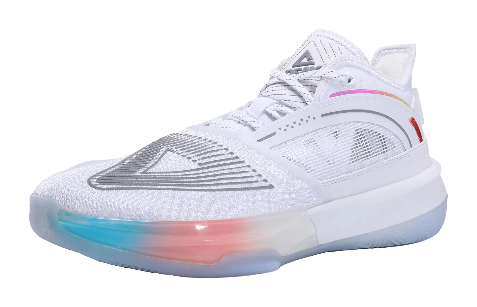 PEAK State Extremely Large Triangle 1.0 Slip Resistant Abrasion Resistant Mid top Taichi Basketball Shoes Mens White 