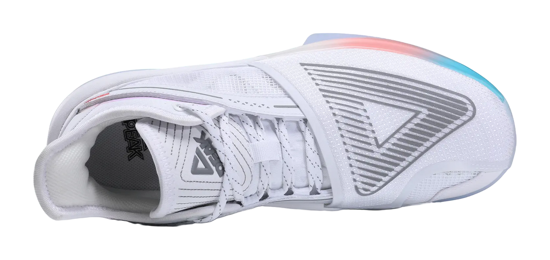 PEAK State Extremely Large Triangle 1.0 Slip Resistant Abrasion Resistant Mid top Taichi Basketball Shoes Mens White 