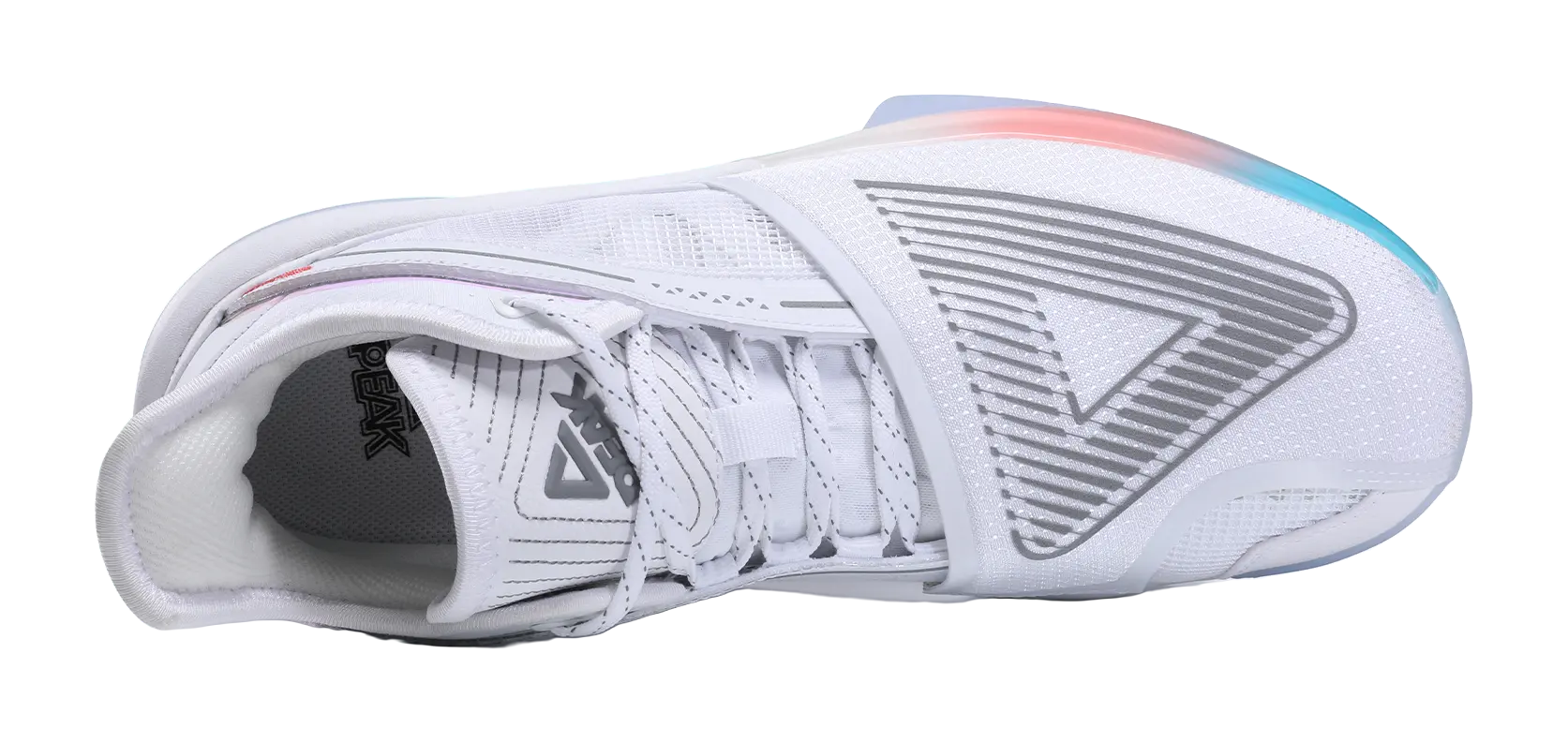 PEAK State Extremely Large Triangle 1.0 Slip Resistant Abrasion Resistant Mid top Taichi Basketball Shoes Mens White 