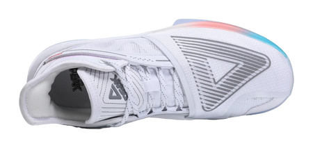 PEAK State Extremely Large Triangle 1.0 Slip Resistant Abrasion Resistant Mid top Taichi Basketball Shoes Mens White 