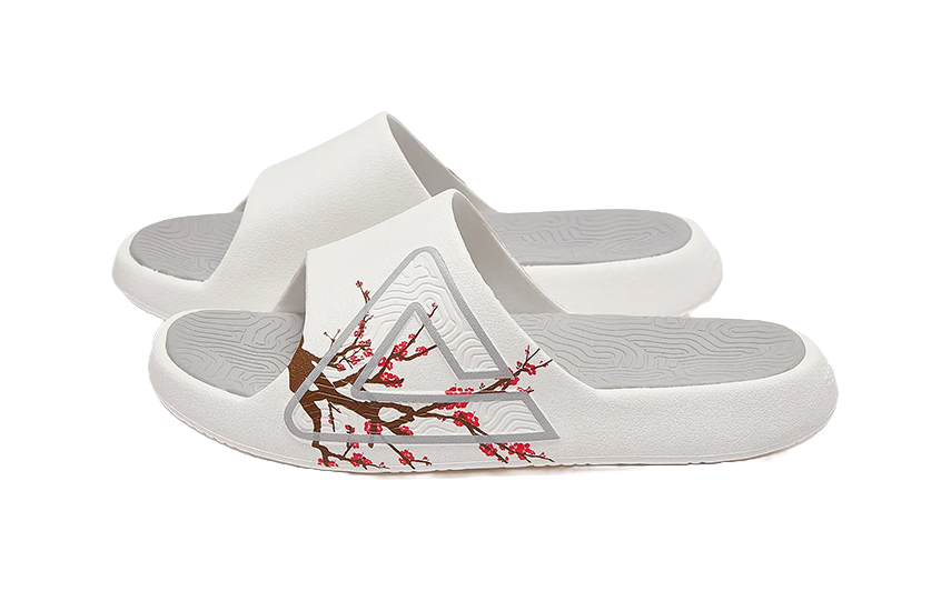 PEAK State Pole Classic Drag Quiet Slip Resistant Abrasion Resistant Slide Slippers Unisex Ivory/Gray 