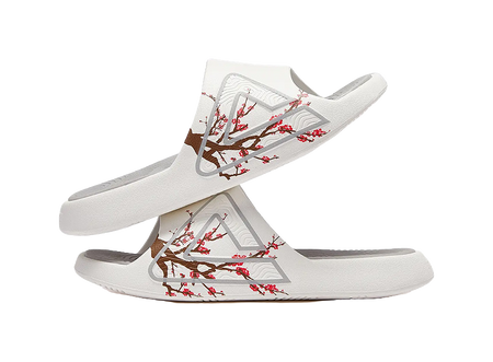 PEAK State Pole Classic Drag Quiet Slip Resistant Abrasion Resistant Slide Slippers Unisex Ivory/Gray 