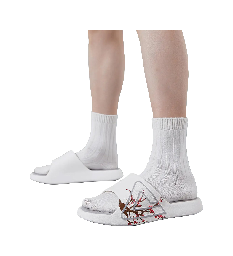 PEAK State Pole Classic Drag Quiet Slip Resistant Abrasion Resistant Slide Slippers Unisex Ivory/Gray 