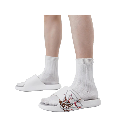 PEAK State Pole Classic Drag Quiet Slip Resistant Abrasion Resistant Slide Slippers Unisex Ivory/Gray 