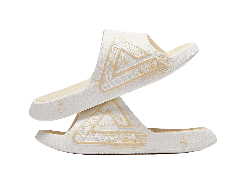 PEAK State Pole Classic Drag Quiet Slip Resistant Cushioning Slide Slippers Unisex White Light Khaki 