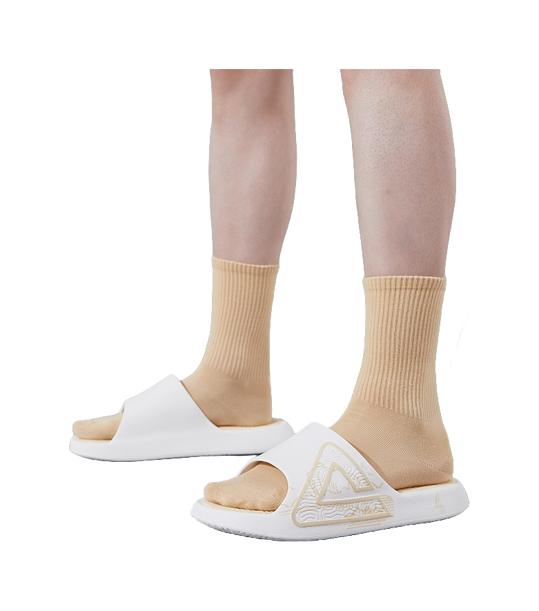 PEAK State Pole Classic Drag Quiet Slip Resistant Cushioning Slide Slippers Unisex White Light Khaki 