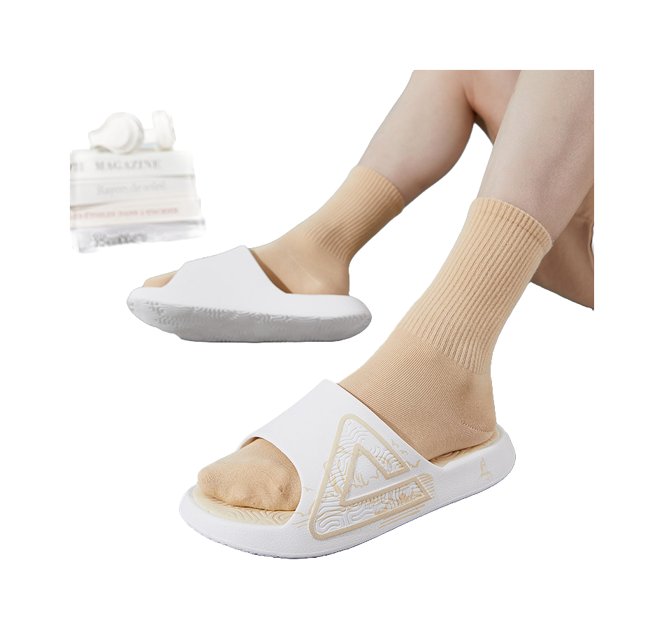 PEAK State Pole Classic Drag Quiet Slip Resistant Cushioning Slide Slippers Unisex White Light Khaki 