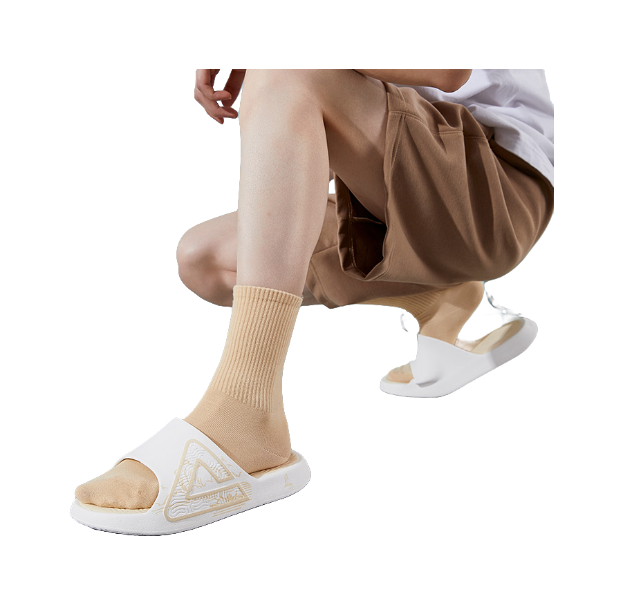 PEAK State Pole Classic Drag Quiet Slip Resistant Cushioning Slide Slippers Unisex White Light Khaki 