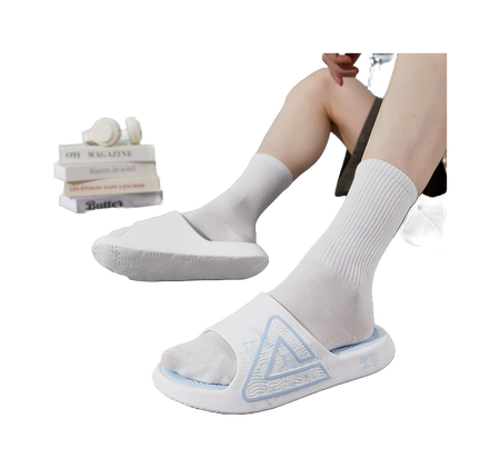 PEAK State Pole Classic Drag Slides - Egret Island Summer Edition, Slip-Resistant & Cushioned Unisex White Blue 