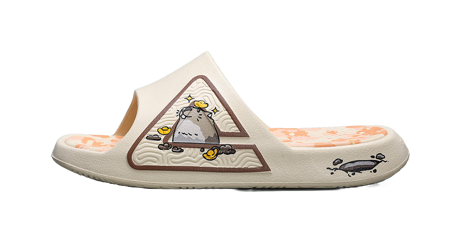 PEAK State Pole Guochuang Slippers EVA Quiet Slip Resistant Cushioning Slide Slippers Unisex Khaki Orange 