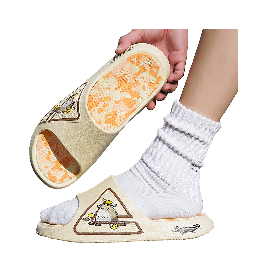 PEAK State Pole Guochuang Slippers EVA Quiet Slip Resistant Cushioning Slide Slippers Unisex Khaki Orange 